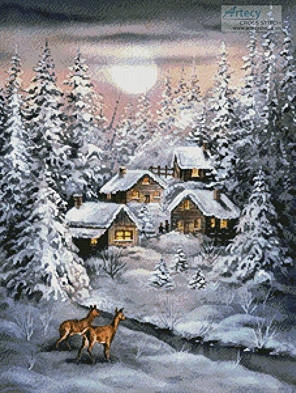 cross stitch pattern Winter Moonlight