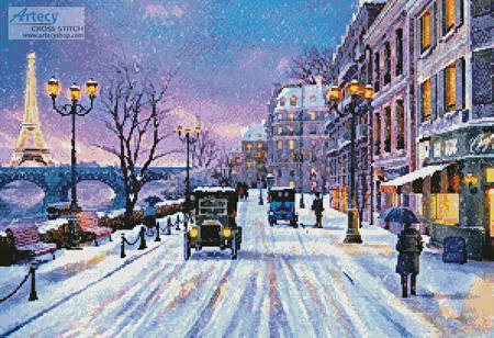 cross stitch pattern Wintertime in Paris