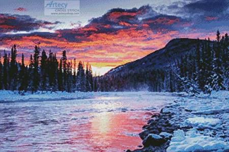 cross stitch pattern Winter Sunset