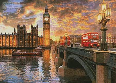 cross stitch pattern Westminster Sunset