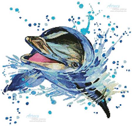 cross stitch pattern Watercolour Dolphin