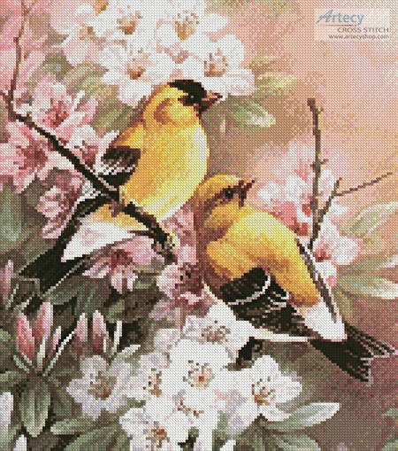cross stitch pattern Yellow Finches (Crop)