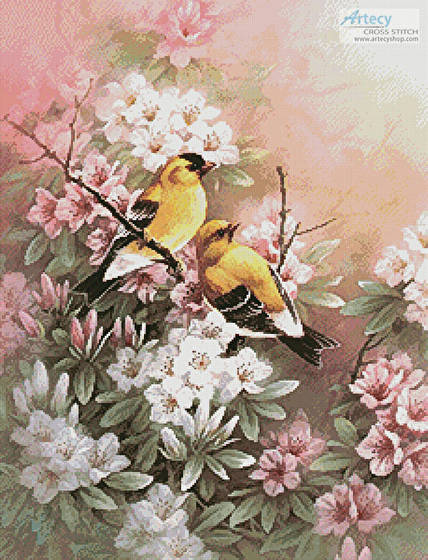 cross stitch pattern Yellow Finches