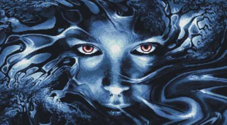 cross stitch pattern Abstract Face Blue