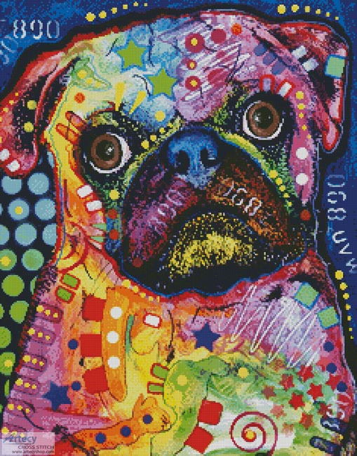 cross stitch pattern Abstract Pug