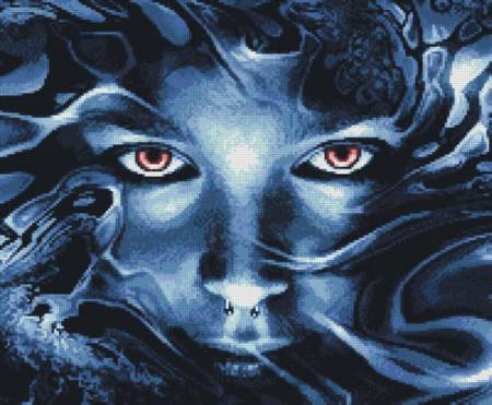 cross stitch pattern Abstract Face Blue (Crop)