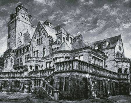 cross stitch pattern Artistic Castle (Black and White)