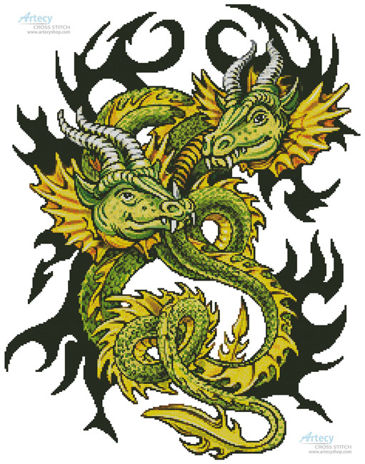 cross stitch pattern Artistic Dragons