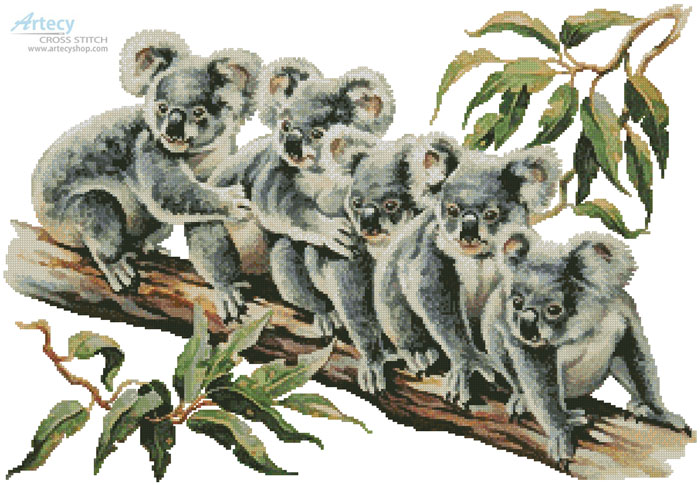 cross stitch pattern Aussie Teddy Bears 