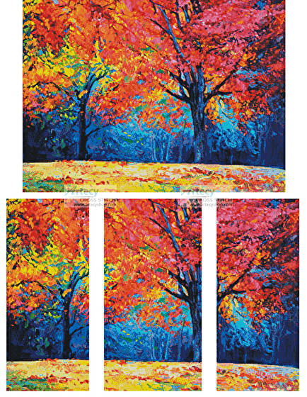 cross stitch pattern Autumn Landscape Abstract