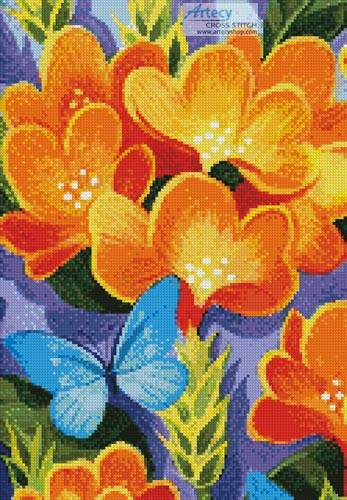 cross stitch pattern Butterfly Blue (Crop)