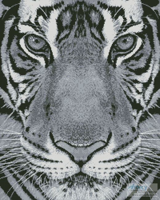 cross stitch pattern Bengal Tiger (Black and White)