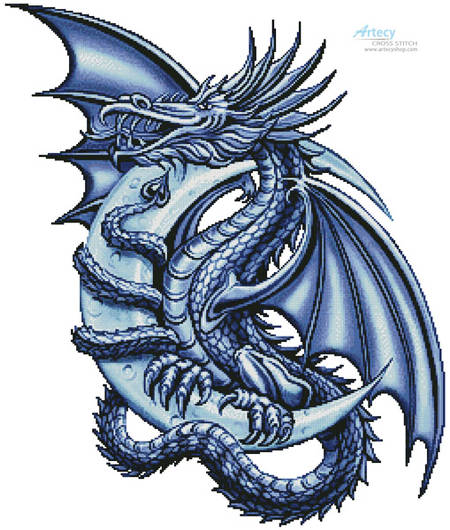 cross stitch pattern Blue Dragon