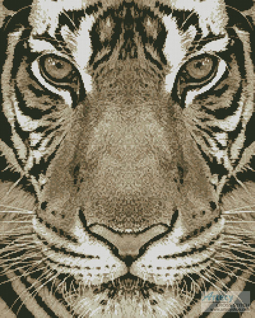 cross stitch pattern Bengal Tiger (Sepia)
