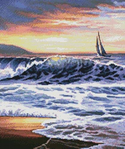 cross stitch pattern Beach Sunset Lighthouse (Crop)
