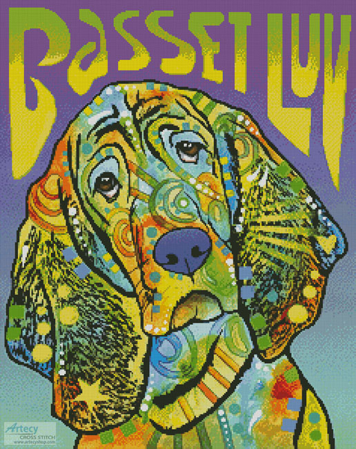 cross stitch pattern Basset Luv
