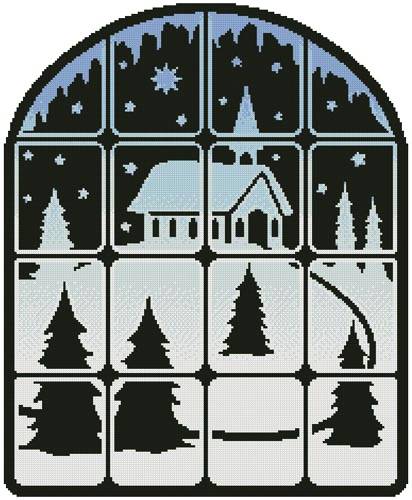 cross stitch pattern Christmas Window