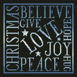 cross stitch pattern Christmas Square (Blue)