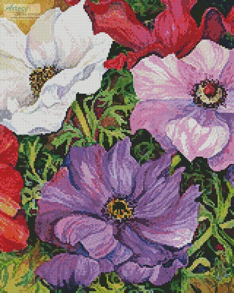 cross stitch pattern Colourful Anemones (Crop)
