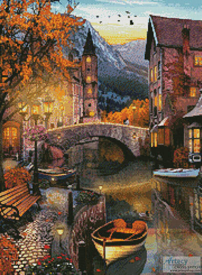cross stitch pattern Canal Home (Crop)