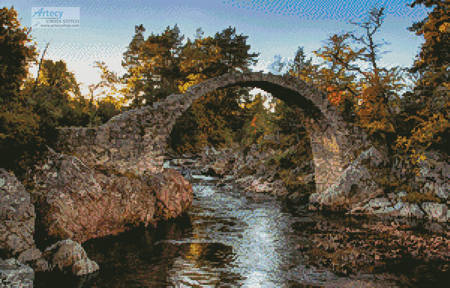cross stitch pattern Carrbridge Packhorse Bridge