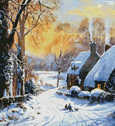 cross stitch pattern Cottages and Sledgers (Crop)