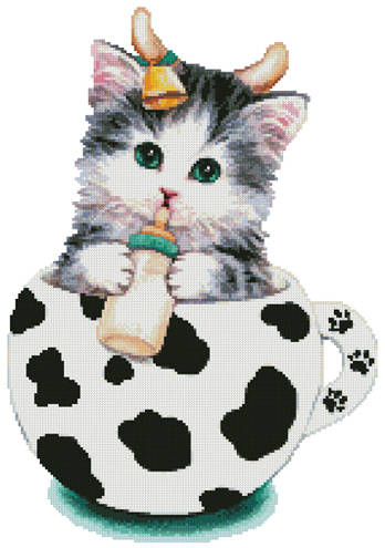 cross stitch pattern Cow Kitty Cup