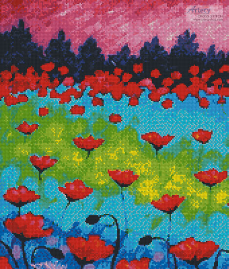 cross stitch pattern Dancing Poppies (Crop)