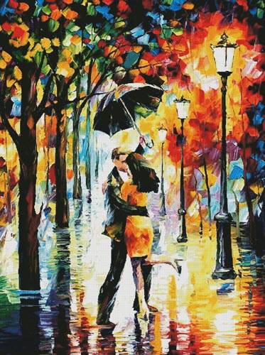 cross stitch pattern Dance Under the Rain (Large)