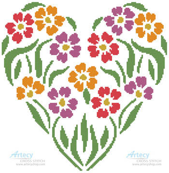 cross stitch pattern Flower Heart 2