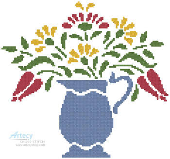 cross stitch pattern Flower Pitcher