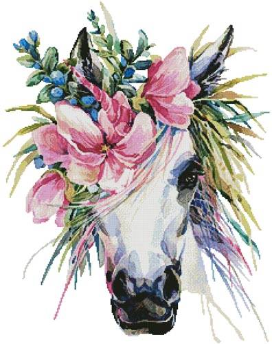 cross stitch pattern Floral Unicorn