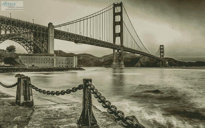 cross stitch pattern Golden Gate - Sepia (Large)