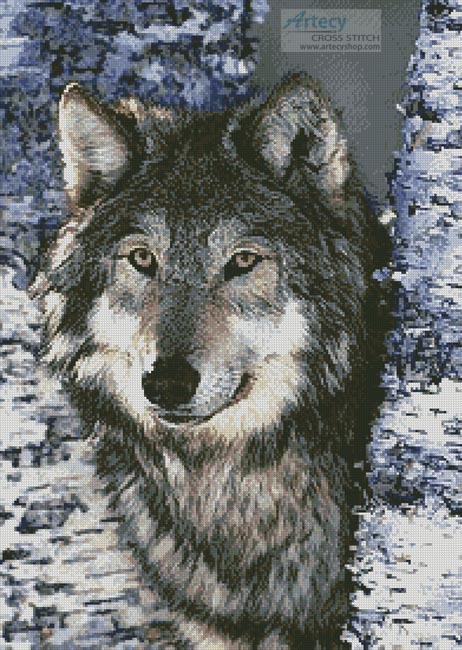 cross stitch pattern Grey Wolf