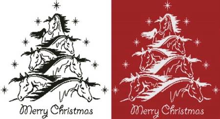 cross stitch pattern Horse Christmas Tree 2