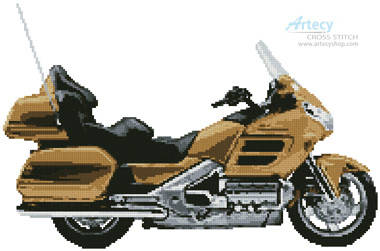 cross stitch pattern Honda Goldwing Tan Motorcycle