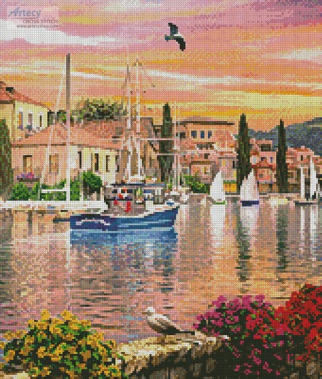 cross stitch pattern Harbour Sunset (Crop 1)