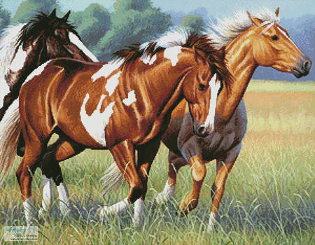 cross stitch pattern Horses Running