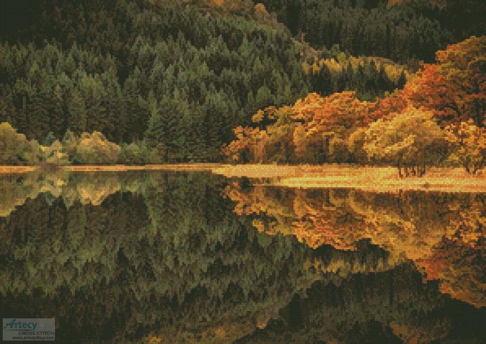 cross stitch pattern Loch Chon in Autumn