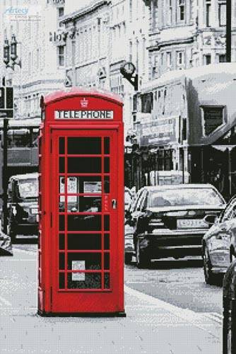 cross stitch pattern London Phone Booth
