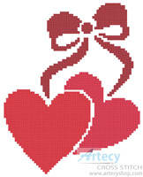 cross stitch pattern Little Hearts and Bow
