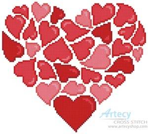 cross stitch pattern Little Red Hearts