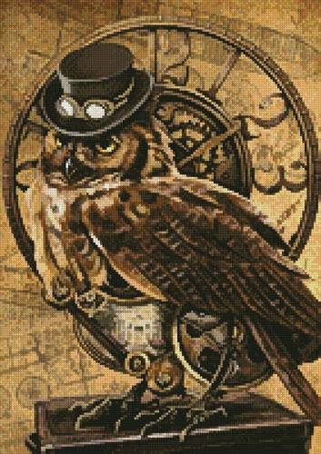cross stitch pattern Medium Steampunk Owl