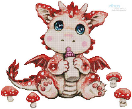 cross stitch pattern Mushroom Dragon Baby