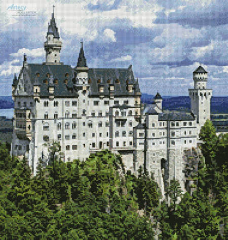 cross stitch pattern Neuschwanstein Castle 2 (Crop)