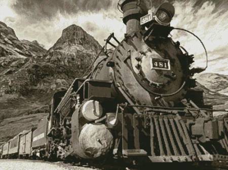 cross stitch pattern Old Train (Sepia)