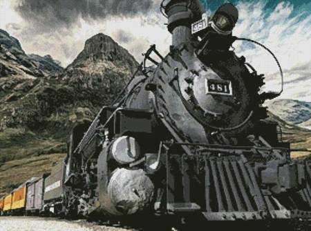 cross stitch pattern Old Train (Colour)