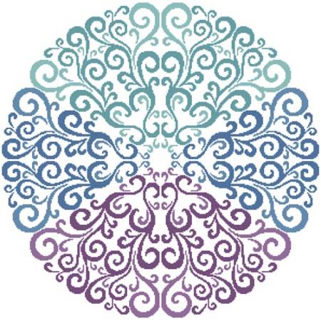 cross stitch pattern Purple Blue Green Circle