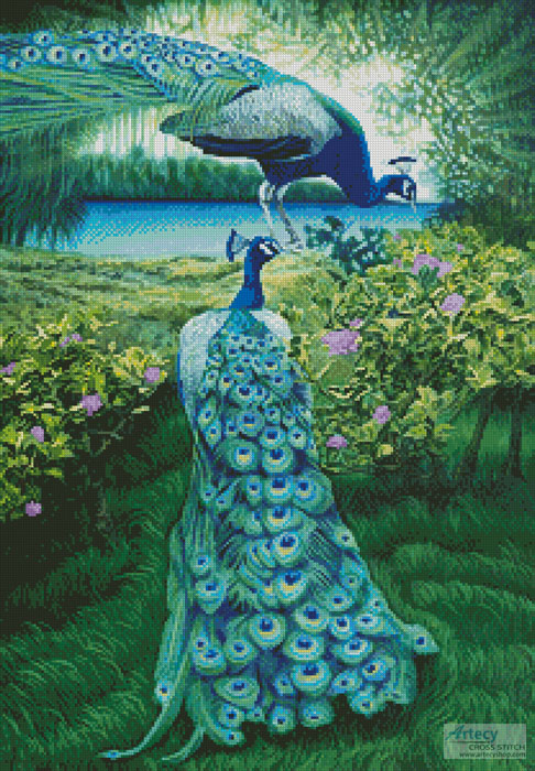 cross stitch pattern Peacocks