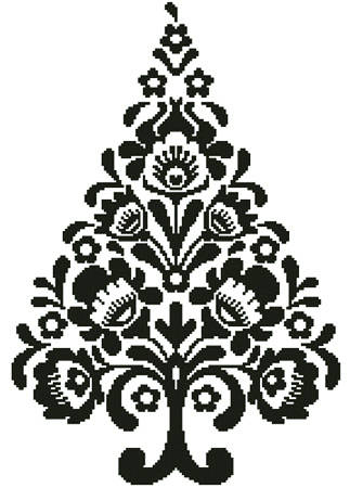 cross stitch pattern Polish Folk Art Christmas Tree 